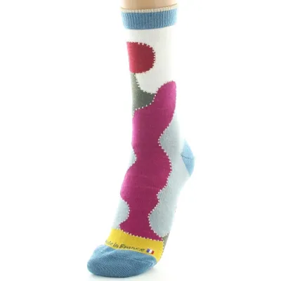 Chaussettes Femme Laine Peignée Patchwork Multicolore - Perrin