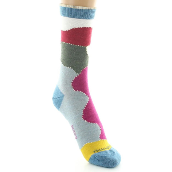 Chaussettes Femme Laine Peignée Patchwork Multicolore - Perrin