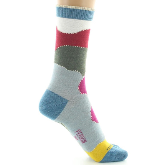Women's Combed Wool Multicolored Patchwork Socks - Perrin