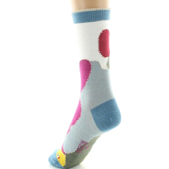Women's Combed Wool Multicolored Patchwork Socks - Perrin