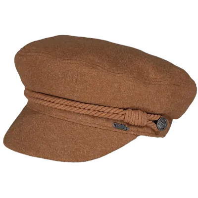 Brown Wool Skipper Marine Cap - Bart ref 20870 traclet hat shop