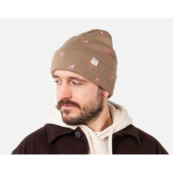 Short Beanie Vinson Dog Embroidery Sand - Barts