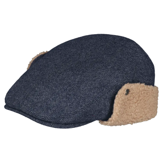 Blue Monzonite Flat Cap with Ear Flaps - Barts