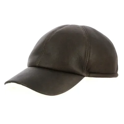 Casquette Lou peau lainée marron - Crambes -Ref 20900