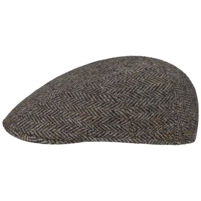 Casquette Plate Herringbone Harris Tweed Marron - Stetson  Reference : 20940| Chapellerie Traclet