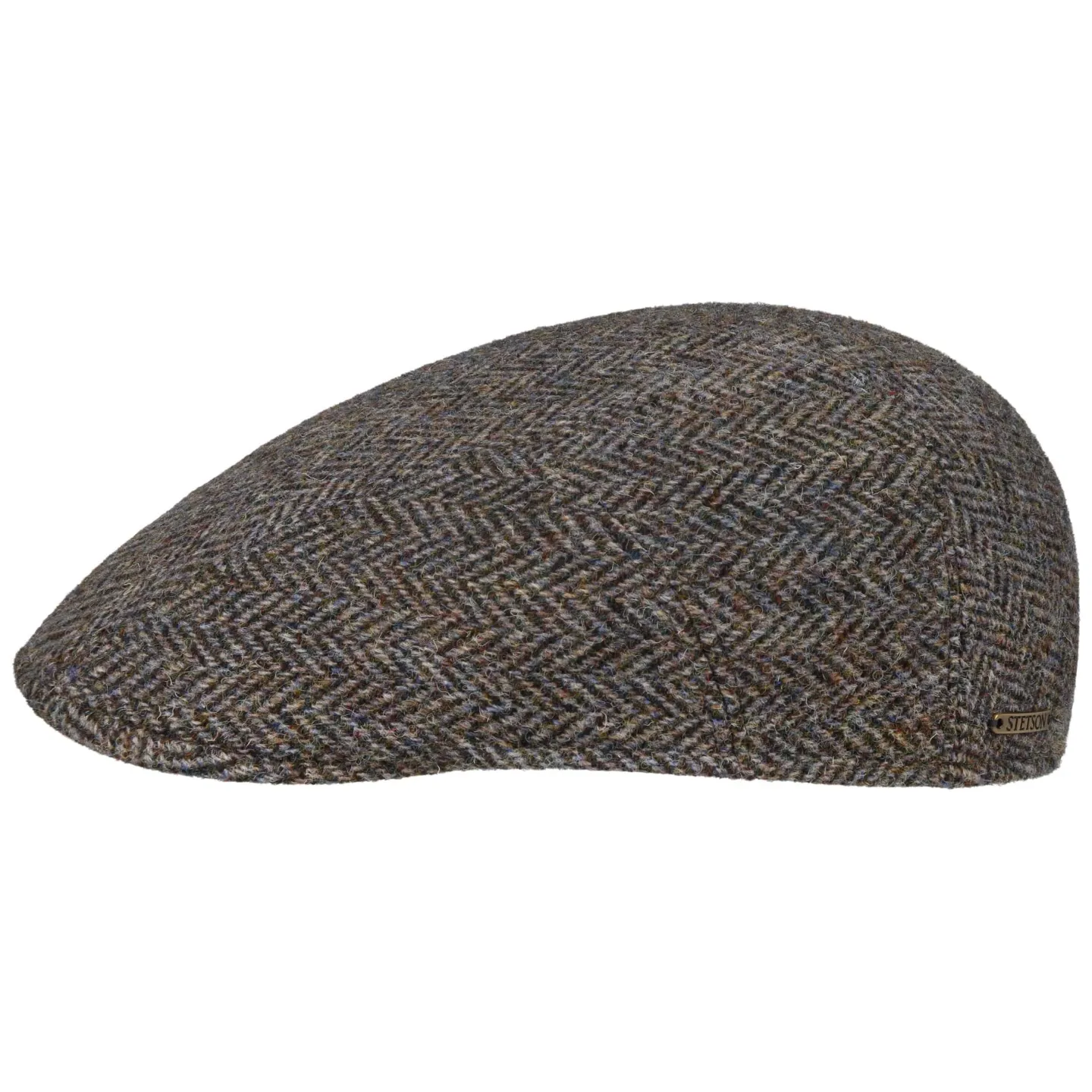 Casquette Plate Herringbone Harris Tweed Marron - Stetson  Reference : 20940| Chapellerie Traclet