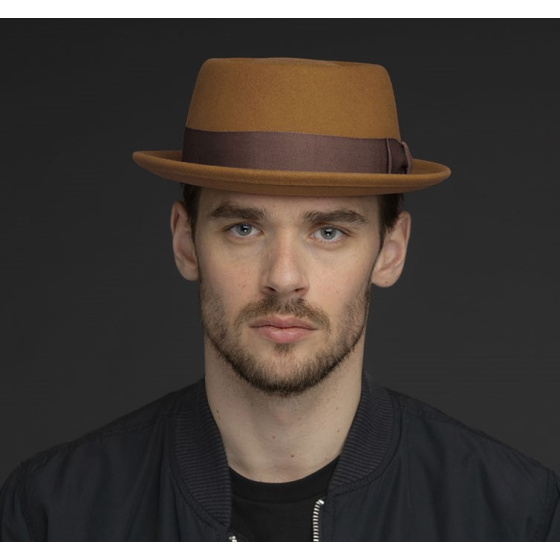 Darron Caramel Wool Porkpie Hat - Bailey