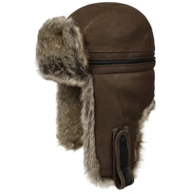 Yorkshire Brown Leather Ushanka - Stetson ref 20956 Traclet hat shop