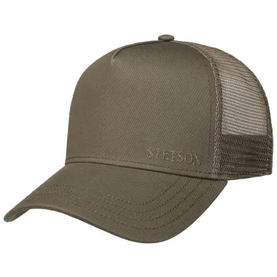 Casquette Baseball Trucker Coton Olive Stetson  Reference : 20963| Chapellerie Traclet