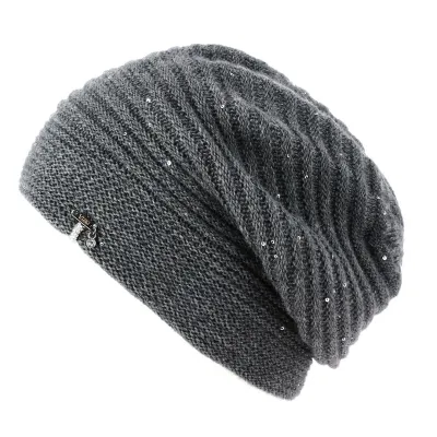 Women's Long Dulcos Grey Beanie - Traclet - Ref 20987 chapellerie traclet