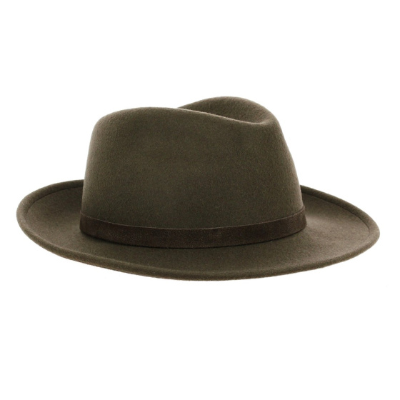 Chapeau fedora made in France cache oreille olive Chapeau fedora made in France cache oreille olive