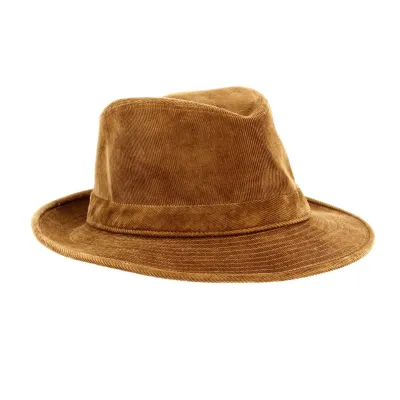 Crambes Gabin velvet trilby hat in beige - Made in France - ref 20995