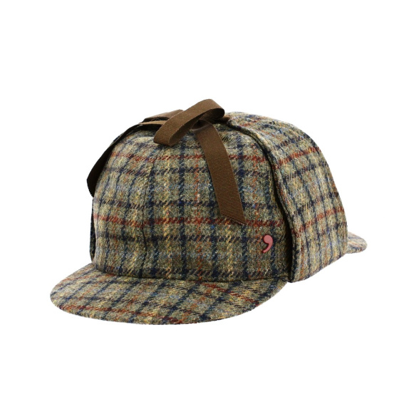 Olive green checkered Sherlock Holmes cap