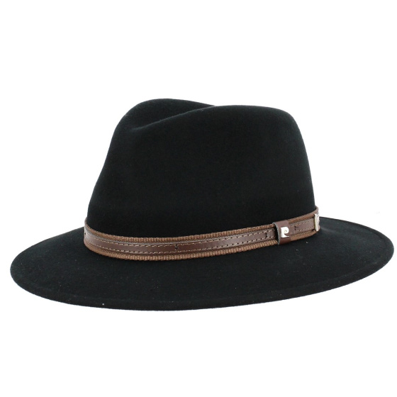 Black Wool Felt Riviera Traveller Hat - Pierre Cardin
