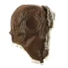 Brown vintage faux leather ushanka - ref 21023