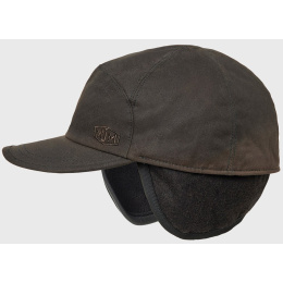 Brown Waxed Cotton Miko Cap with Ear Flaps