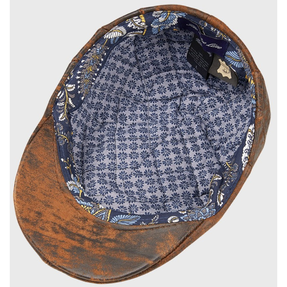 Brown Leather Flat Cap Bruce - Traclet
