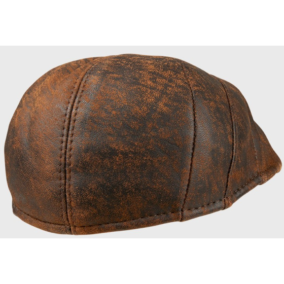 Brown Leather Flat Cap Bruce - Traclet