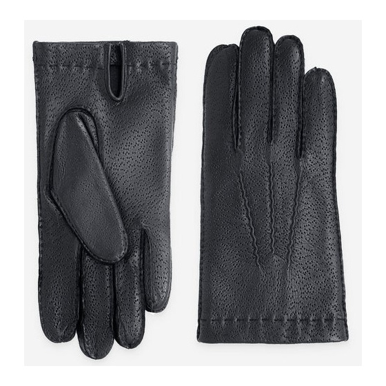 Black Calabre Peccary Cashmere-Lined Gloves - Glove Story