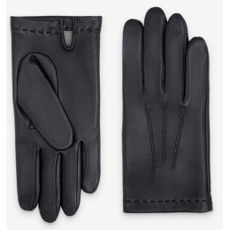 Men's Livorno Leather Gloves with Silk Lining in Black - Glove Story