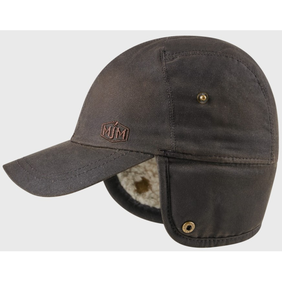 Brown Waxed Cotton Ear Flap Cap - Mjm