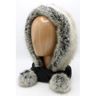 Evora Fleece Hood in Anthracite & Faux Fur - Traclet Reference: 21030| Traclet Hat Shop