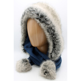 Évora Blue Fleece & Faux Fur Hood - Traclet