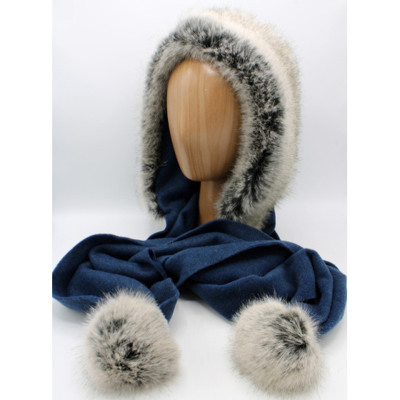 Évora Blue Fleece & Faux Fur Hood - Traclet