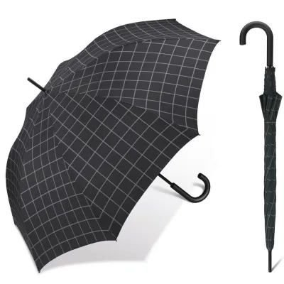 Parapluie Canne Gents Long check Noir - Esprit Reference : 21047  Chapellerie Traclet