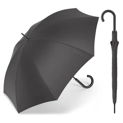 Parapluie Canne Long Semi Automatique Noir - Esprit