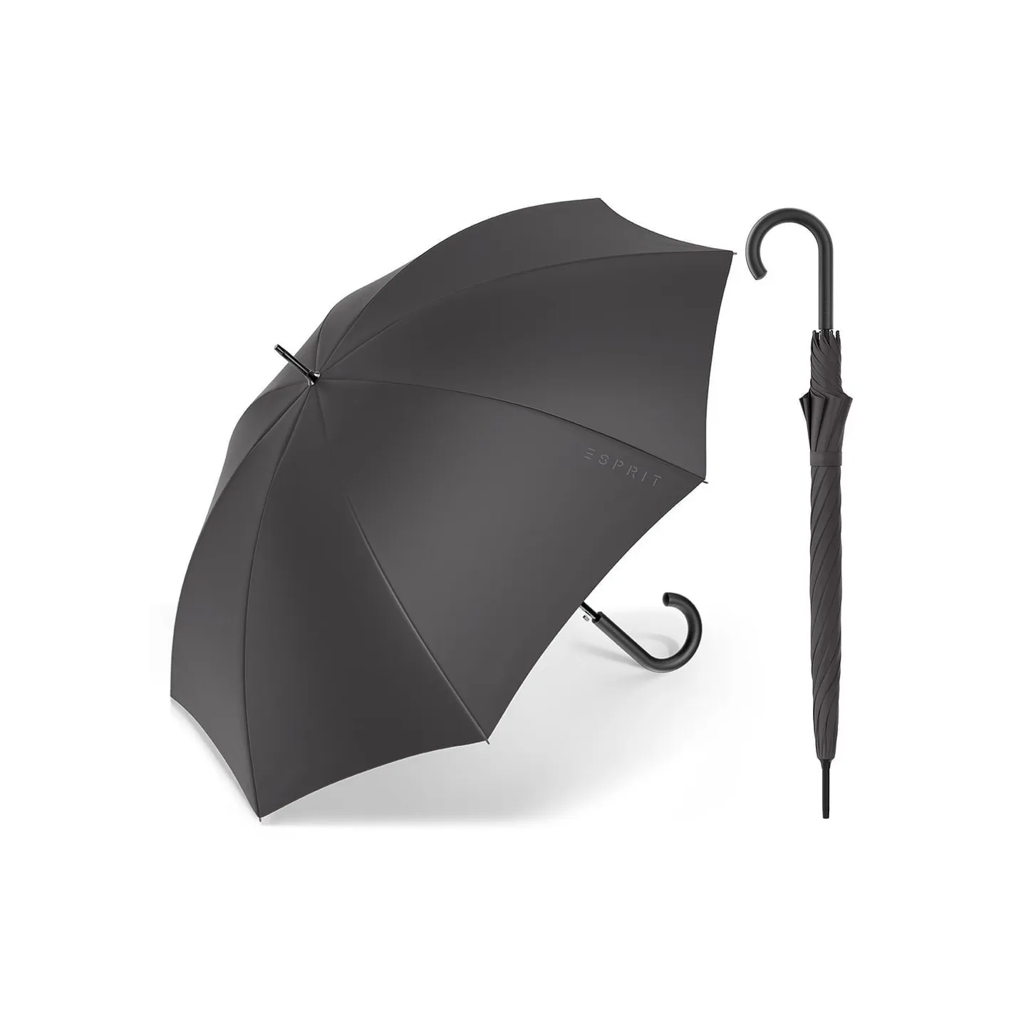 Parapluie Canne Long Semi Automatique Noir - Esprit