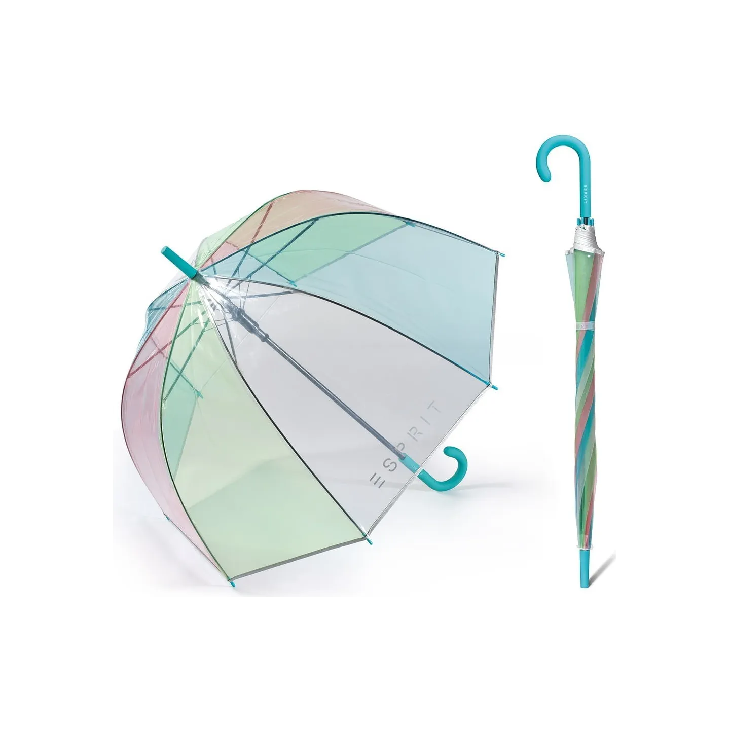 Parapluie Cloche Transparent Multicolore Courbe Bleu - Esprit