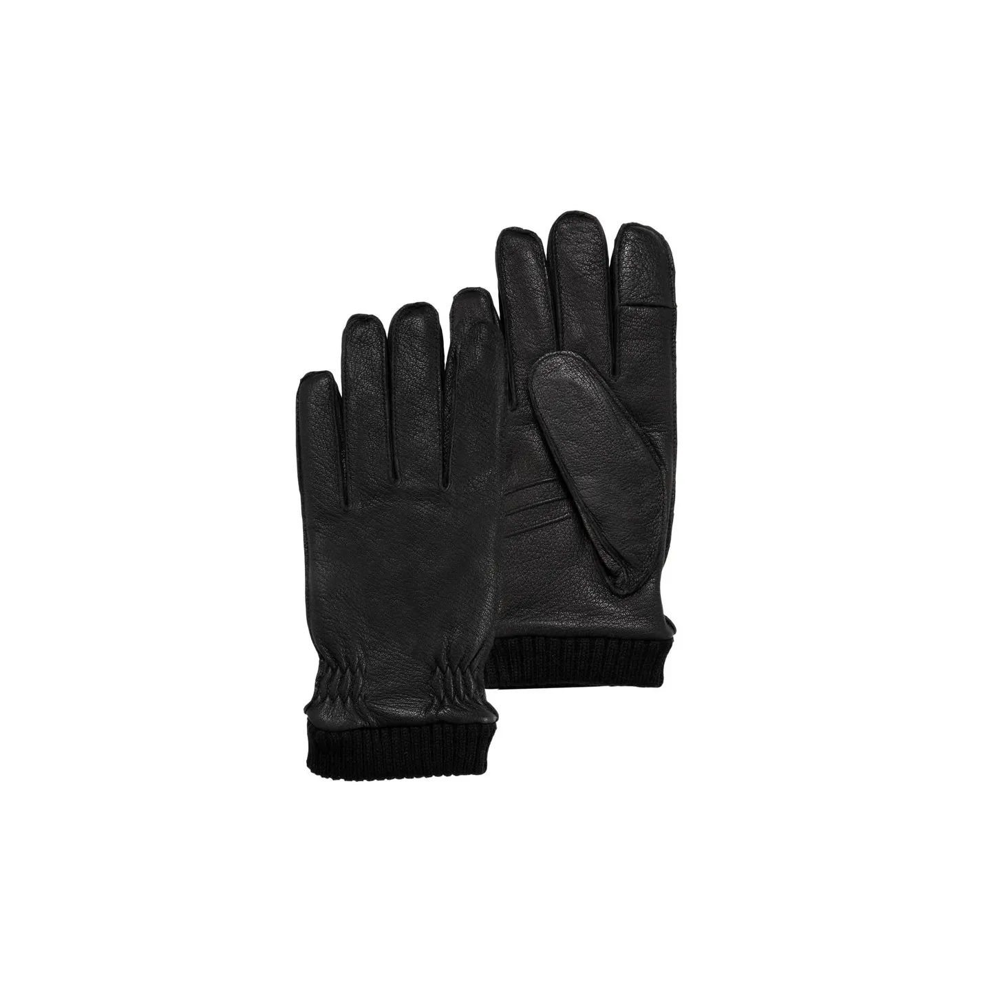 Gant Homme Tactiles Cuir Noir Elastique - Isotoner  Reference : 21067| Chapellerie Traclet