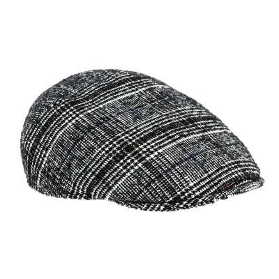 Casquette plate a carreaux noir et blanc