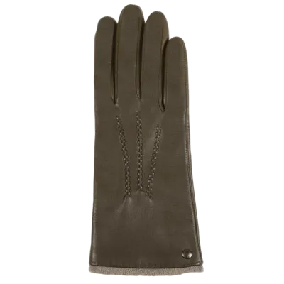 Women's Leather Gloves Lined with Cashmere Olive - Isotoner  Reference: 21074| Traclet Hat Shop