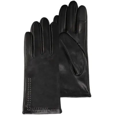 Women's Black Leather Gloves with Silk Lining and Topstitching - Isotoner  Reference: 21077| Traclet Hat Shop