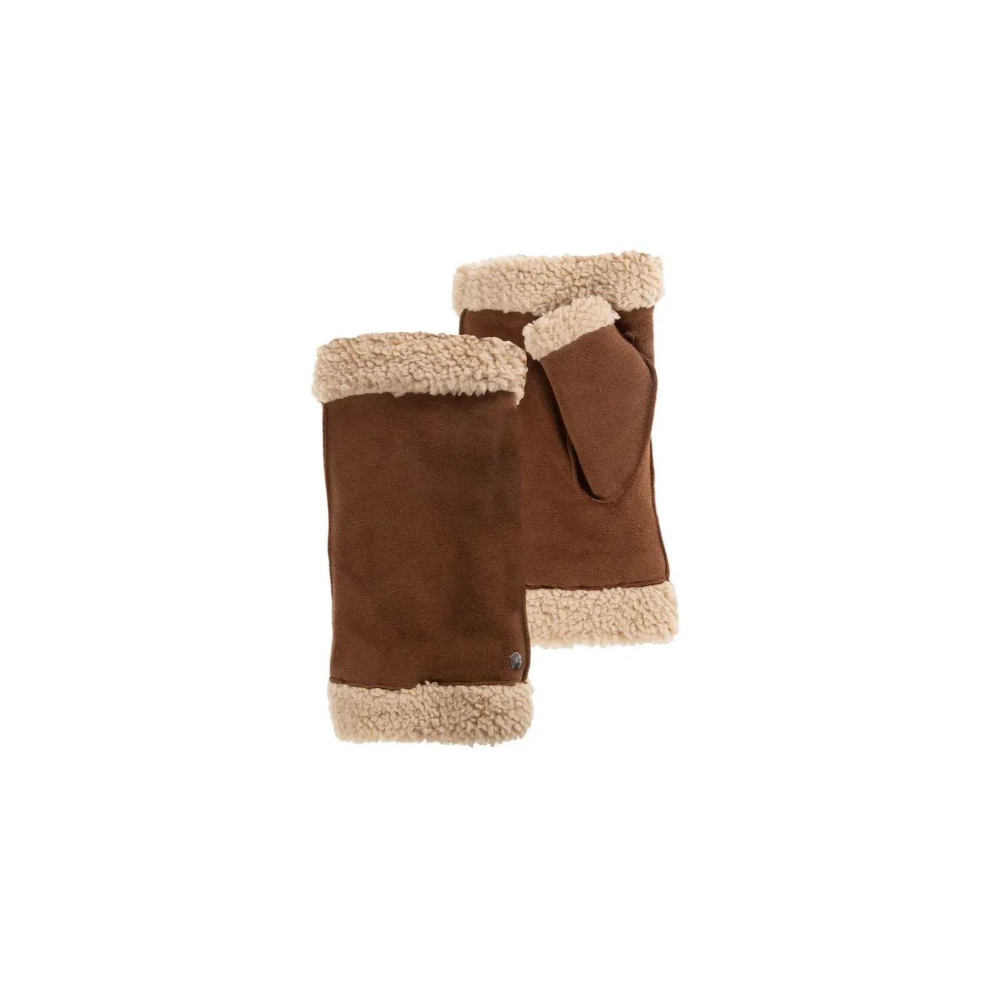 Women's Leather & Faux Fur Mittens Cognac - Isotoner Reference: 21083| Chapellerie Traclet