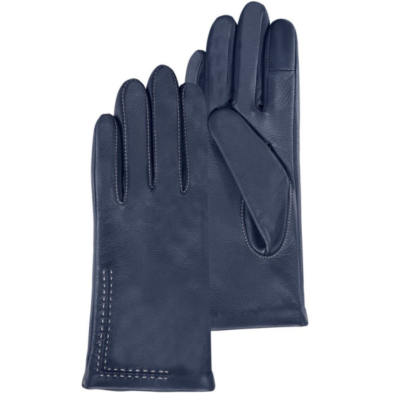 Women's Leather Touch Screen Gloves with Micro Fur Lining Black - Isotoner