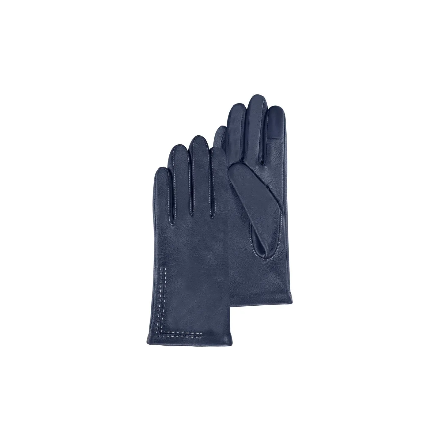 Gants Femme Cuir Doublé Soie Marine Surpiqûres - Isotoner