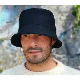 Black Wool Winter Calanque Bucket Hat - Le Chapoté