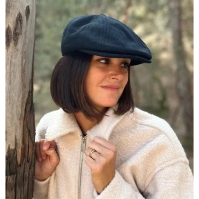 Black Velvet Nicolas Flat Cap - Le Chapoté ref 21089 Traclet hat shop
