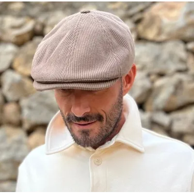 Brown Velvet Flat Cap Nicolas - Le Chapoté ref 21090 traclet hat shop