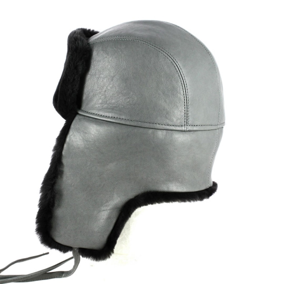 Grey Leather & Sheepskin Andventurer Ushanka - Traclet