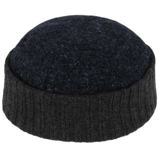 Blue Wool Docker Beanie with Cuff - Traclet