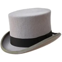 Chapeau Haut De Forme Gris Ruban Noir - Traclet