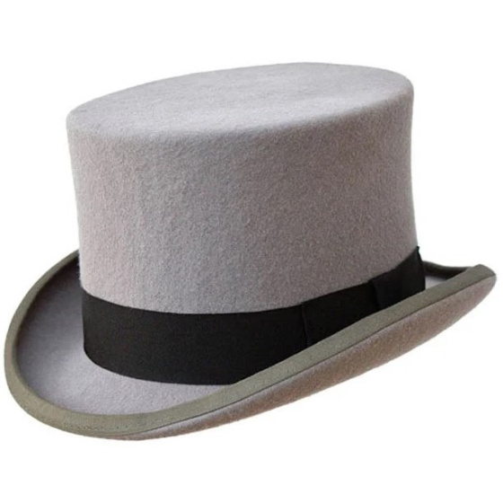 Grey Top Hat with Black Ribbon - Traclet