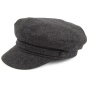 Anthracite Wool Fiddler Herringbone Sailor Cap - Traclet