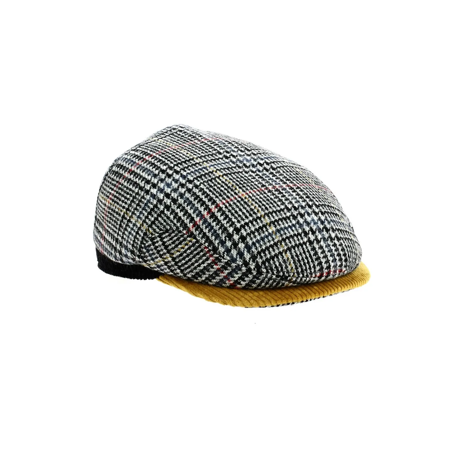 Casquette plate a carreaux gris magee