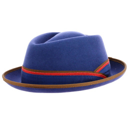 Chapeau Porkpie Monza Feutre Bleu Royal - Traclet