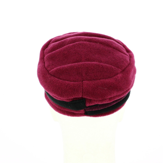 Sara Burgundy Fleece Cap